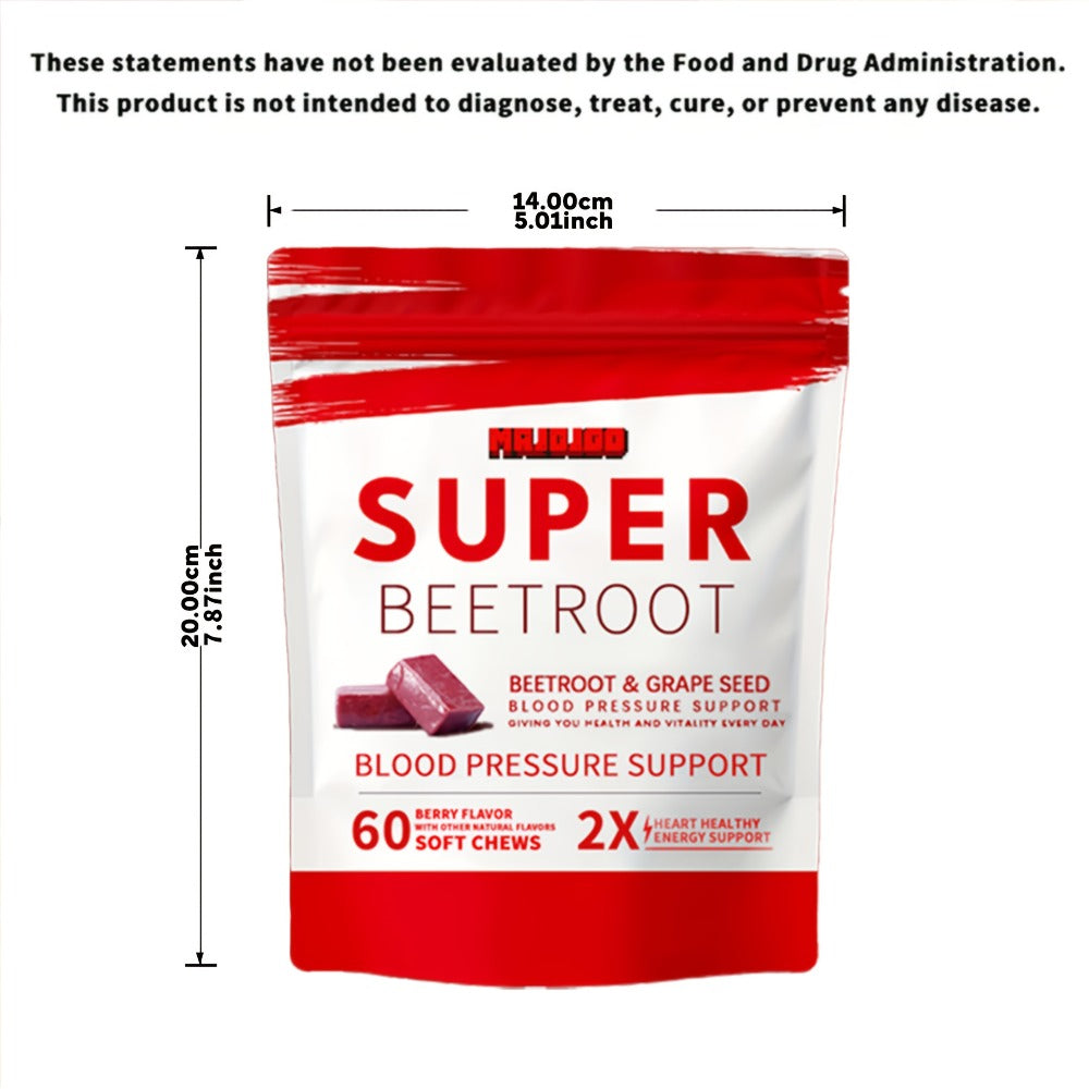 Beetroot Chewable Gummies, Beetroot Powder Containing Beetroot Formula, Beetroot Supplements Rich In Vitamins, Minerals, And Antioxidants, Pomegranate Berry Flavor, 60g Gummies