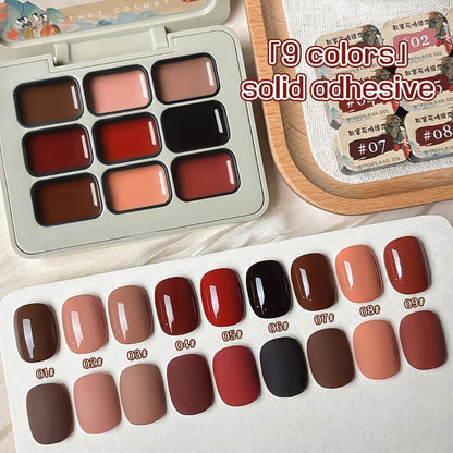 Gel Nail Polish Set 9 Colors Autumn Harvest High Saturation Long-Lasting Soak Off LED Alcohol-Free Solid Gel Polish Kit for Salon & Home Manicure with Light Therapy Pen