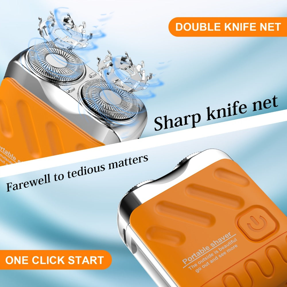 New Mini Version Electric Portable Dual Blade Floating Men'S Electric Shaver, Available In Three Colors, Clean Shaving, USB Charging, Preferred Gift Giving Option