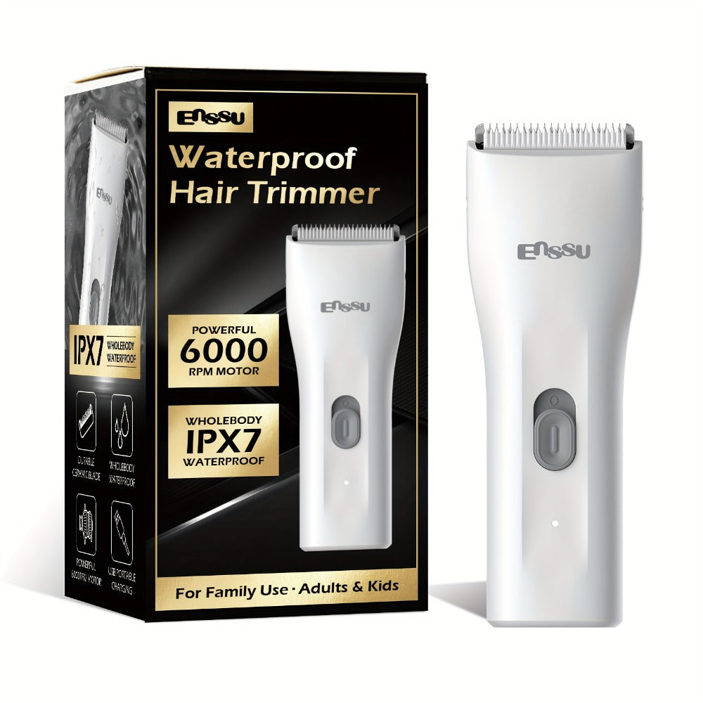 Ball Trimmer for Men - IPX7 Body Hair Trimmer, Ceramic Blade, LCD Battery Display, Replaceable Blade Head, Electric Groin & Pubic Shaver ES006