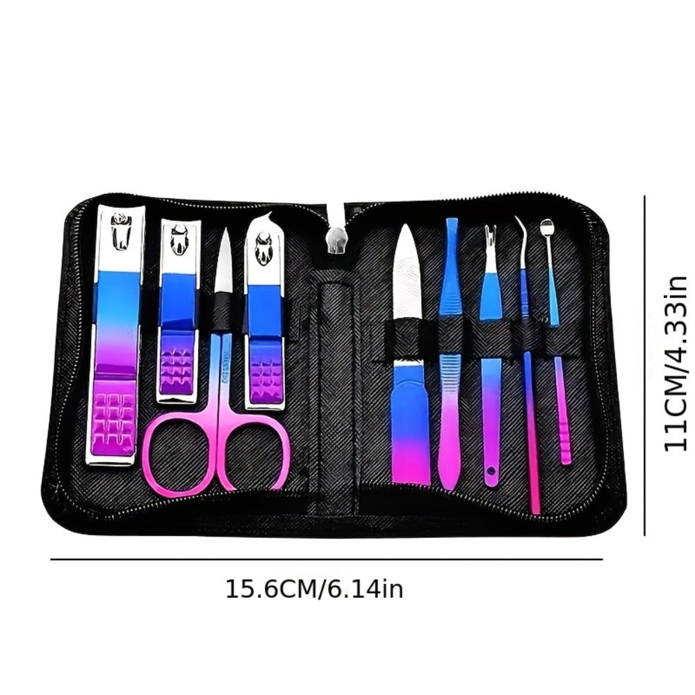 9/18/30/60pcs Manicure Set | Gradient Purple-Blue, Black, Pink, Dark Green Options | Professional Nail Clipper & Pedicure Kit | Portable Travel Grooming Tools For Cuticle Trimming & Nail Care | Ideal Valentine'S Day & Spring Festival Gift For Her