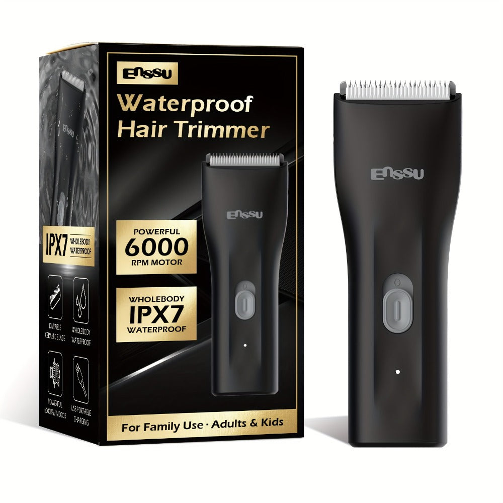 Ball Trimmer for Men - IPX7 Body Hair Trimmer, Ceramic Blade, Battery Display, Replaceable Blade Head, Electric Groin & Pubic Shaver, ES006