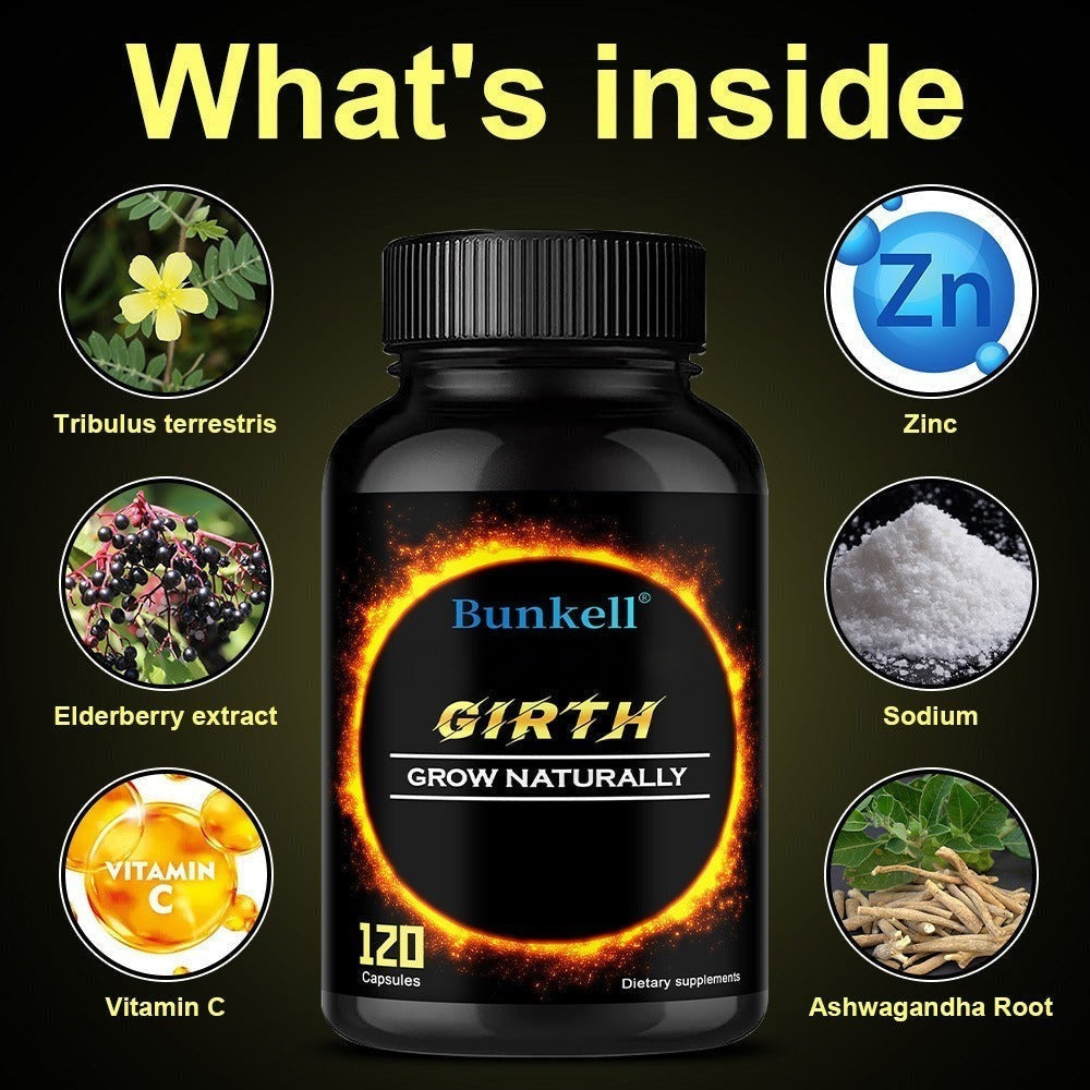 Girth Supplement - Contains Zinc, Sodium, Ashwagandha Root Extract - Supports Daily Use 120 Capsules