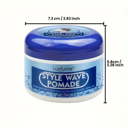 Wave Pomade Strong Hold & Edge Control 3.18oz - Luxfume Non-Greasy Hair Styling Cream with Natural Botanical Extracts, Easy Wash Out, All Hair Types, 2pcs