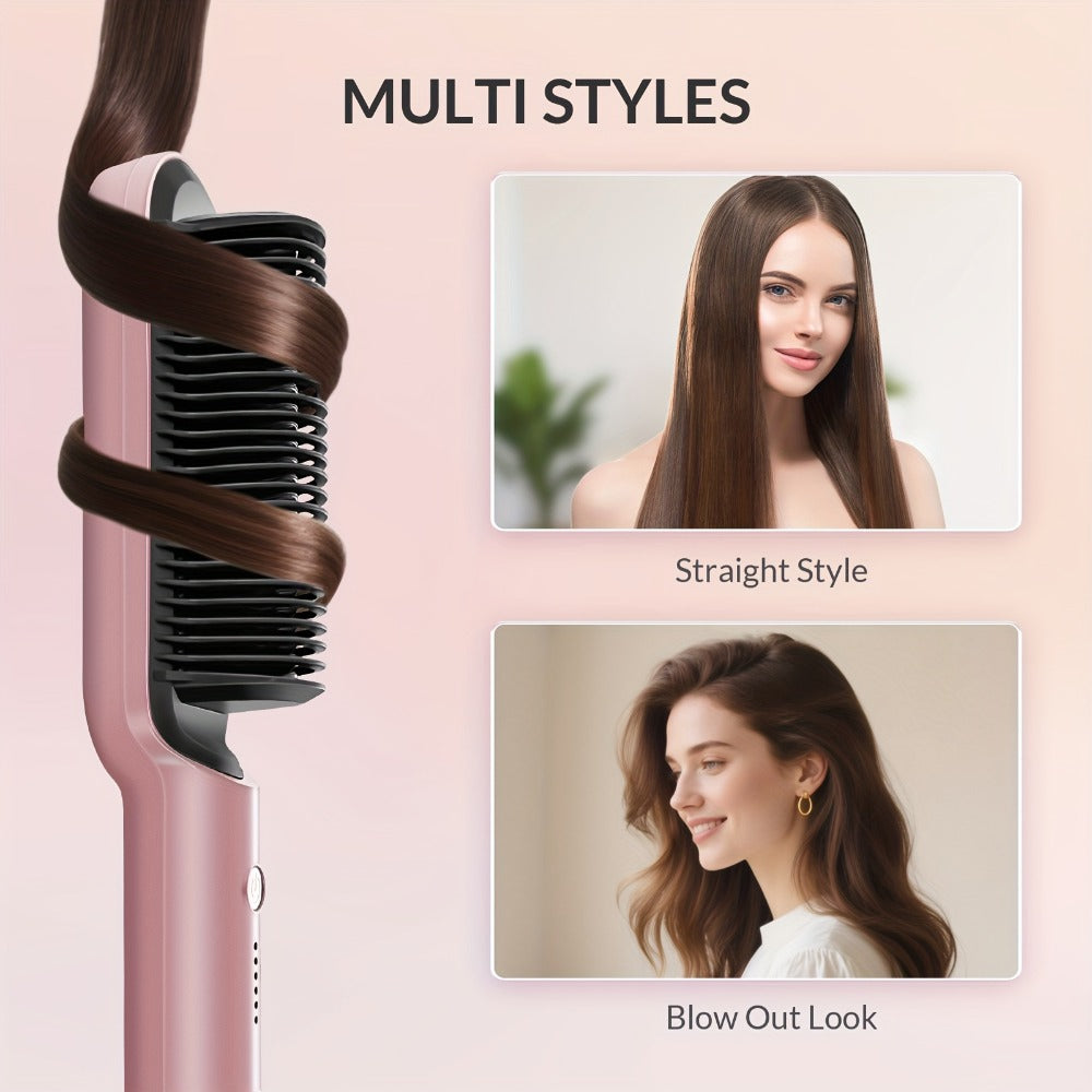 Straightening Comb And Curling Iron Set, Hair Curler, Hair Straightening Brush Flat Iron for Women, Anti-Scald, Quick, Precise Temperature Control, Auto Shuts Off, Suitable for Home, Office And Travel, Gifts for Birthday, Wow Hair Products
