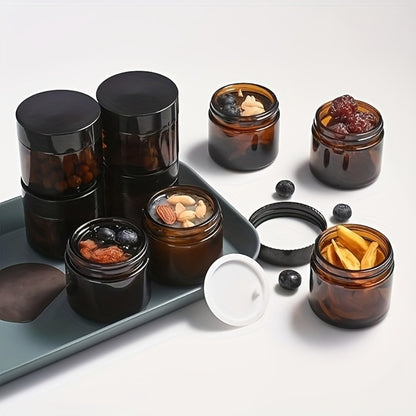 Frosted Glass Jars with Lids – 24 Pack 2 oz Brown Glass Cosmetic Containers with Spoons & Labels, Non-Slip Base, Multi-Purpose Storage for Lotion, Powder, Candle Making, Makeup & Skincare