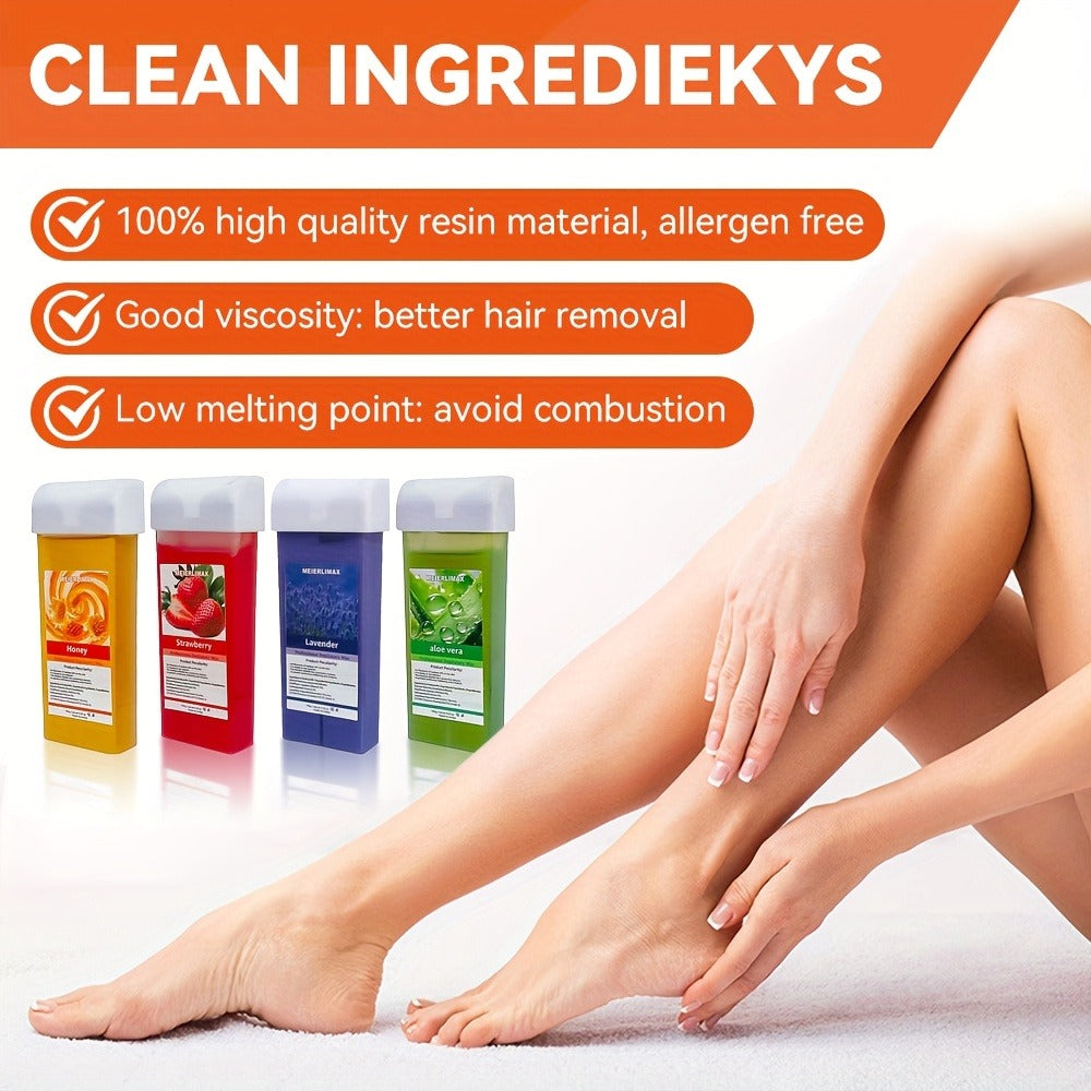 100g Hair Removal Roller Wax Strips 1pc, Professional Hair Removal Solution for Smooth Skin, Handheld Wax Roller Depilatory Wax Unisex Multiple Color Options