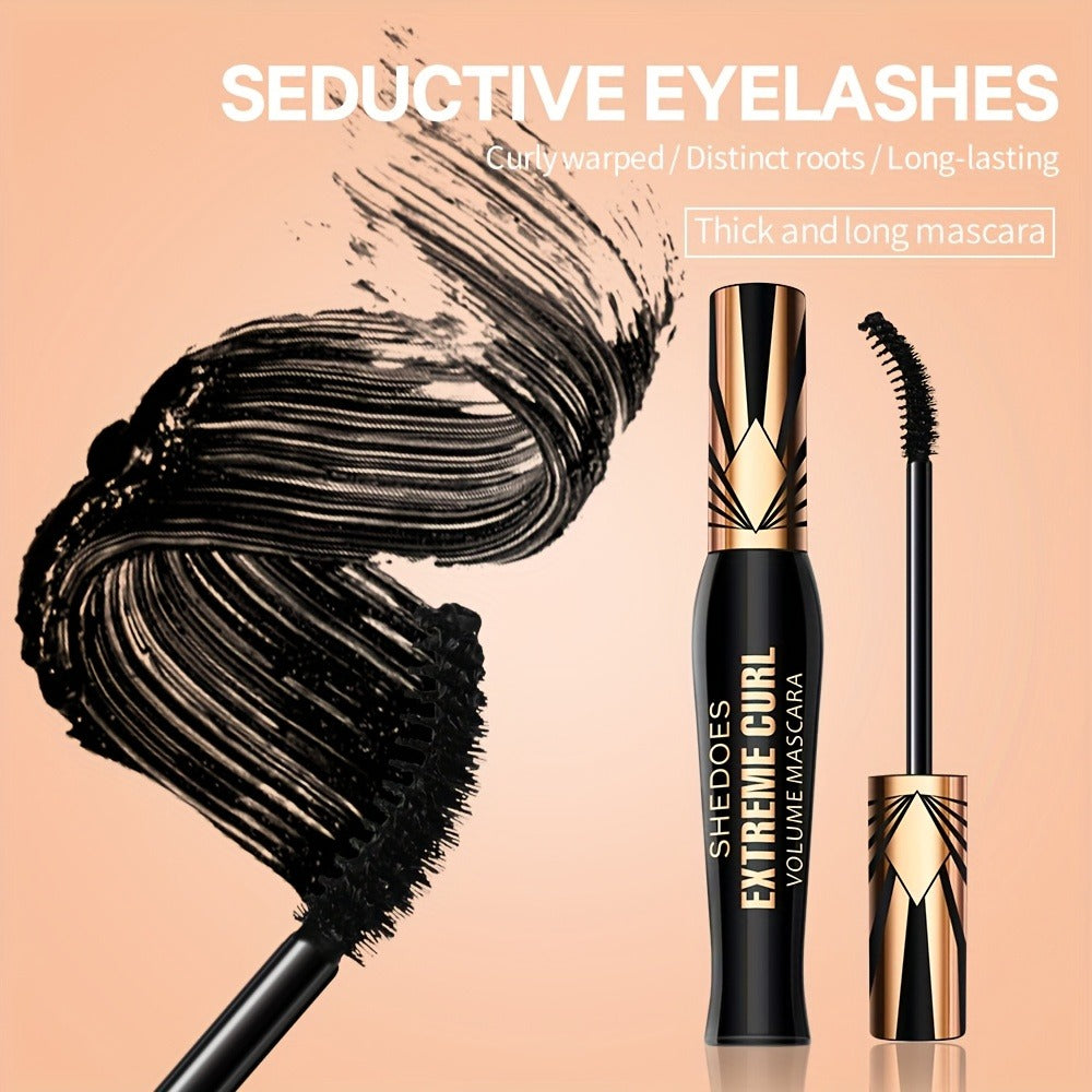 Waterproof Mascara Set 2PCS - Lengthening Volumizing Thick Curly Lashes Natural Extension Long-Lasting Hold Crown Mascara for Women
