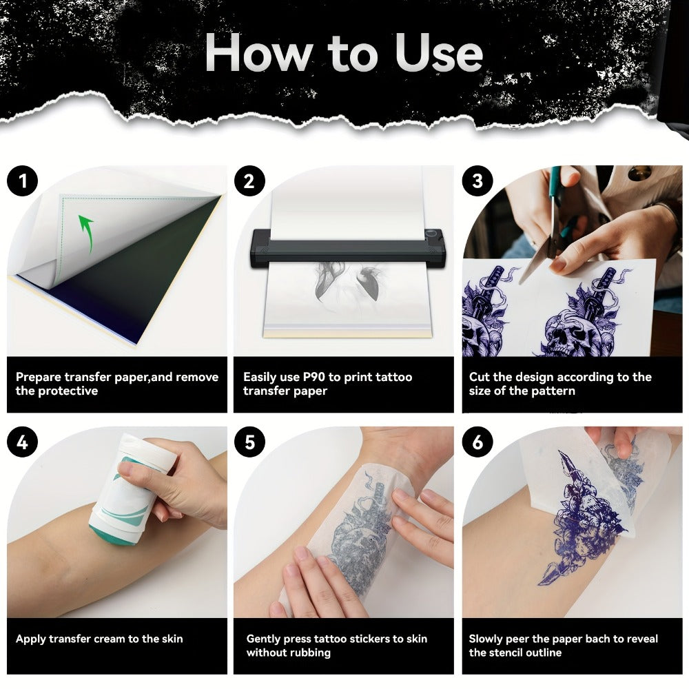 Peripage Thermal Tattoo Paper, Fast Imaging, Ink-Free And Suitable for A4 Size Tattoo Machine, High Definition Printing, a Good Helper for Tattoo Artists