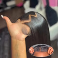 Pre Cut Glueless Wigs Real Human Hair Put on And Go Bone Straight Human Hair Wigs for Women Pre Plucked 6X4.5 Ready to Wear Instantly Without Glue 3 Seconds to Wear Glueless Wig 200 Density Transparent Lace Front Human Hair Wigs Halloween Costume