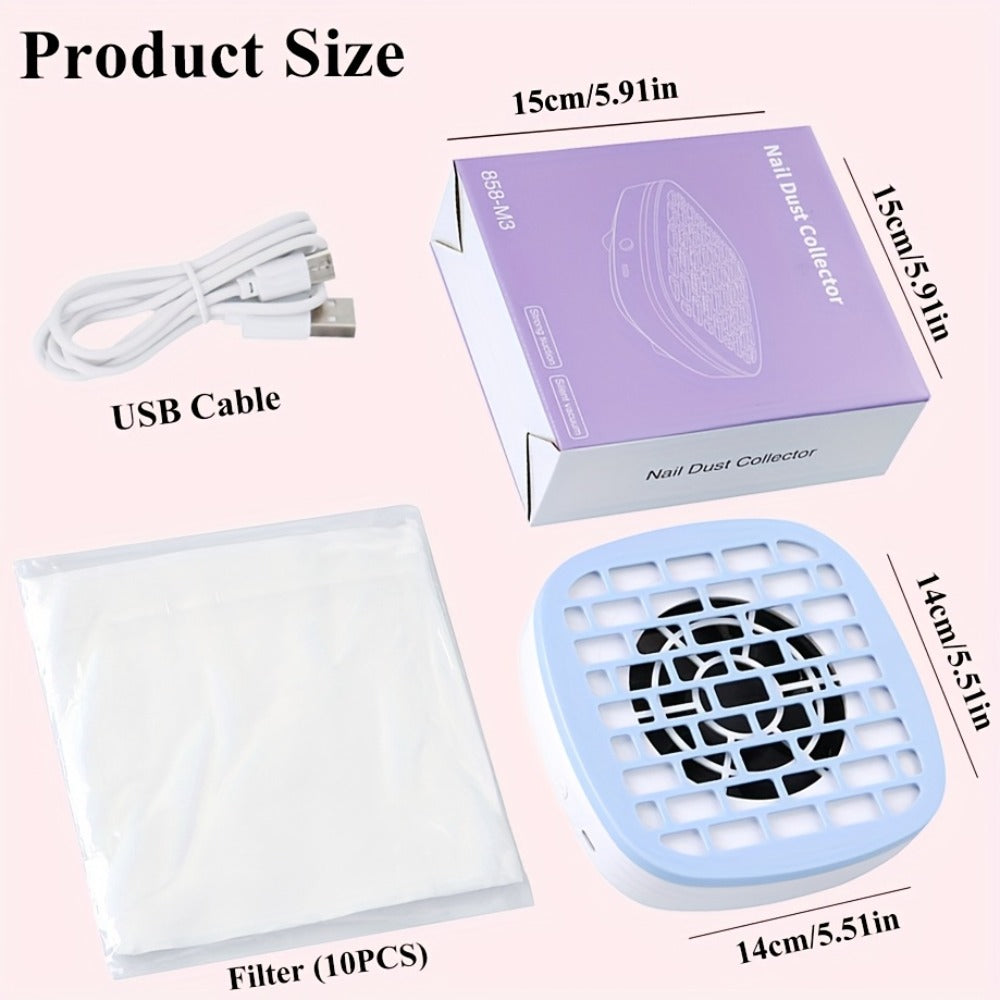 Nail Dust Collector Desktop USB Electric Nail Vacuum Fan Powder Removal Machine for Manicure Nail Drill Salon Home Use White Pink Blue Purple