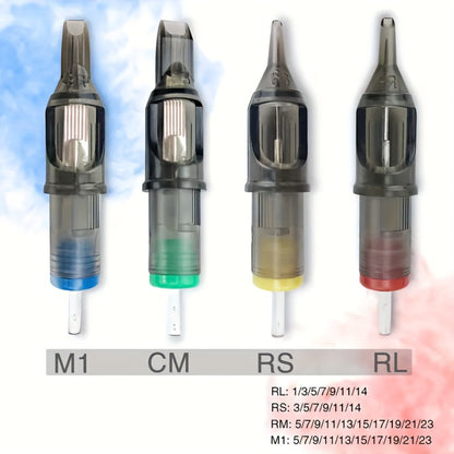 Round Liner Tattoo Cartridge Needles 50pcs Assorted Mix - #10 Bugpin & #12 Standard 3RL 5RL 7RL 9RL 11RL Disposable Membrane Safety Long Taper for Tattoo PMU V2