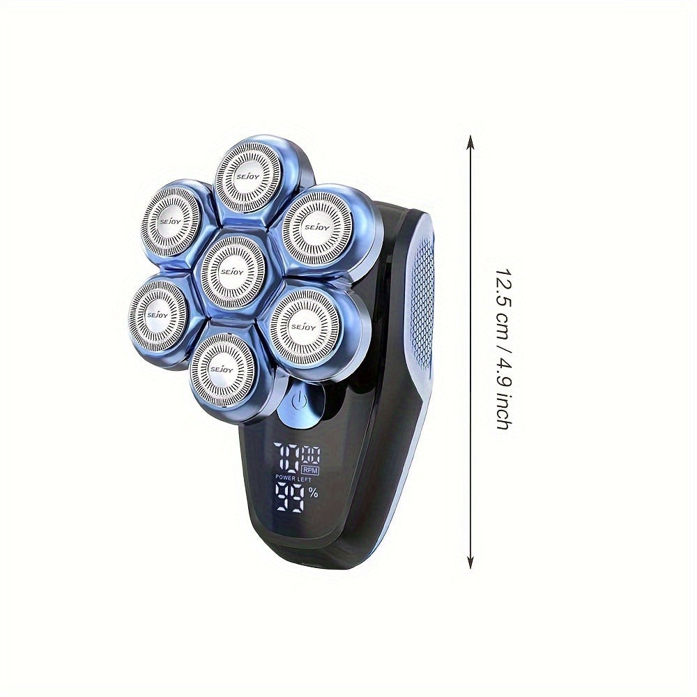 Sejoy 7D Electric Shaver For Bald Men, Upgraded 7 Floating Head, With Nose Hair Trimmer, Facial Cleaning Brush1.5H Fast Charging Travel Lock, Best Gift
