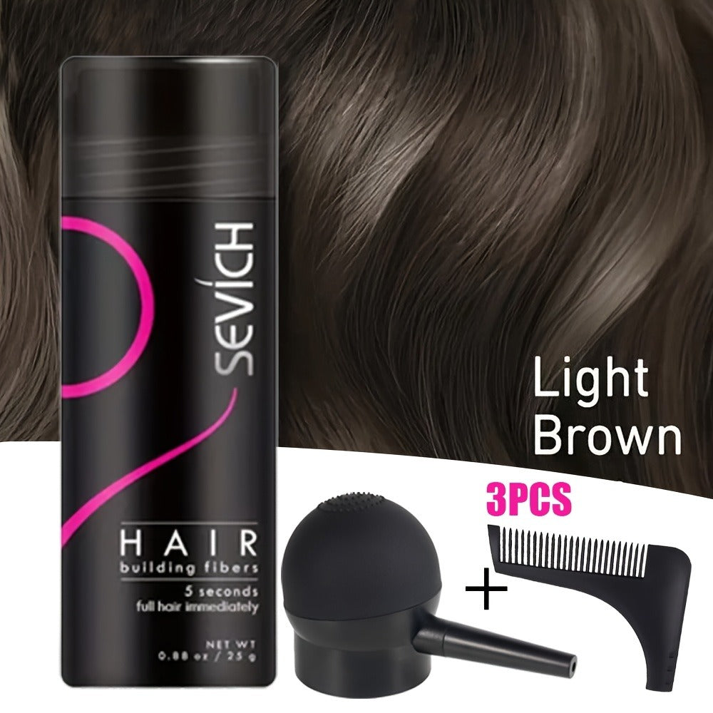 Hair Fibers for Thinning Hair — 3-Piece Kit with Spray Pump & Optimizer, Instant Thickening Powder for Hair & Beard, Rosemary Formula, All Hair Types, 8 Colors Available