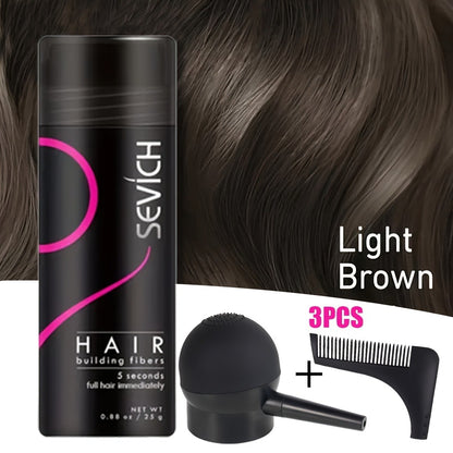 Hair Fibers for Thinning Hair — 3-Piece Kit with Spray Pump & Optimizer, Instant Thickening Powder for Hair & Beard, Rosemary Formula, All Hair Types, 8 Colors Available