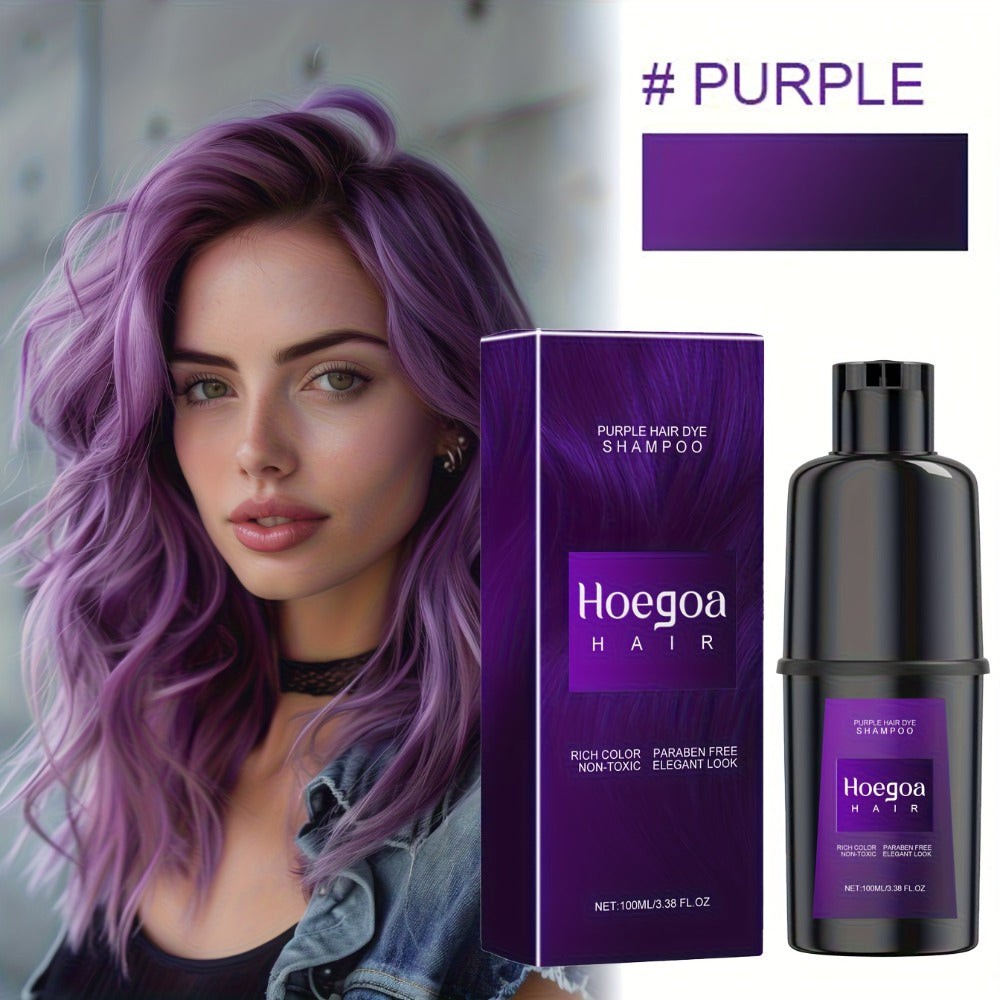 Hair Dye Shampoo & Conditioner 3-in-1 Color Foam Moisturizing Shine No-Damage Herbal Formula Easy Apply All Hair Types Purple Black Red Brown