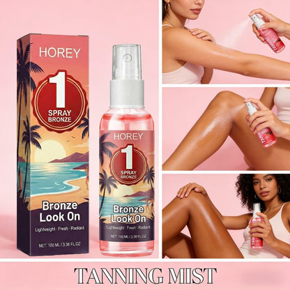 Self Tanning Spray Strawberry Scent 100ml Progressive Gradual Tan 2-in-1 Moisturizing Sunless Tanner for Light Skin Natural Wheat Complexion Summer Glow Portable Easy Absorption 3.38oz