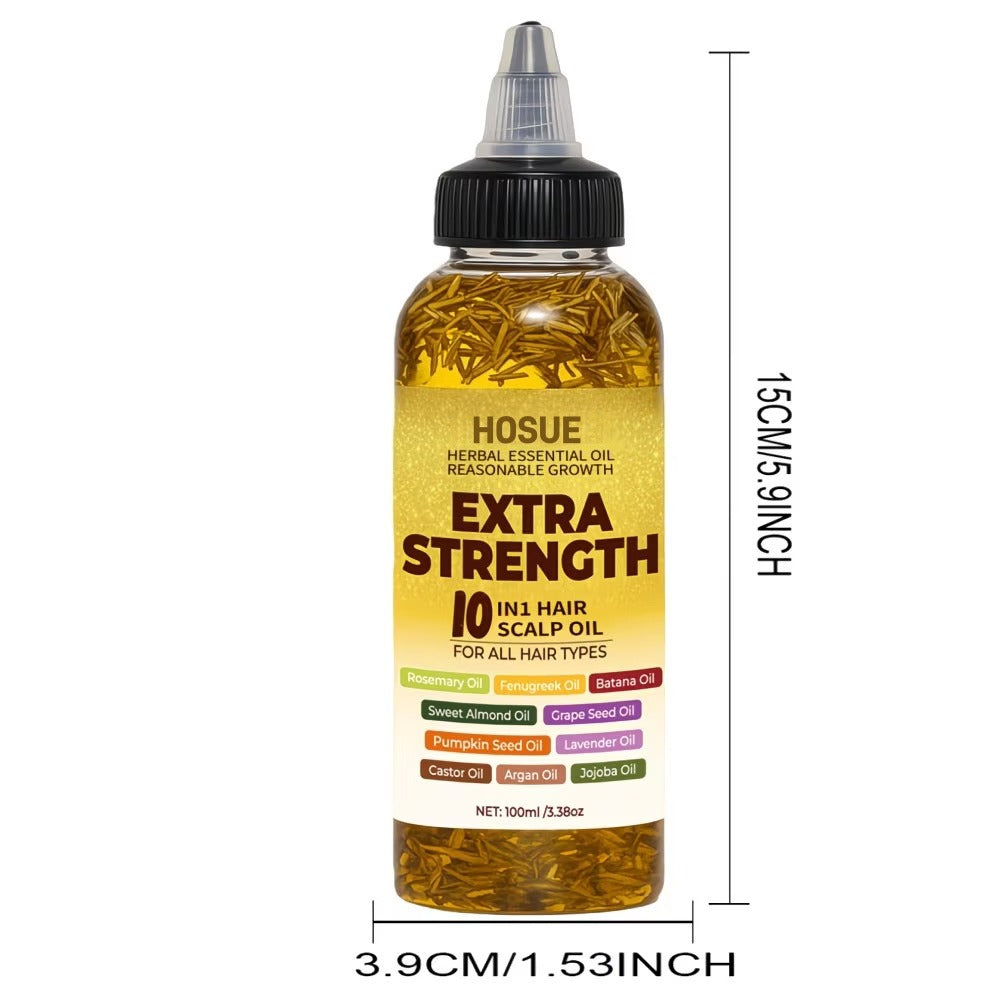 Botanical Hair Oil 10-in-1 Herbal Essential Oil Batana Rosemary Fenugreek Castor Red Onion Ginseng Turmeric Pumpkin Seed Nourishes Strengthens Shines All Hair Types 3.38oz