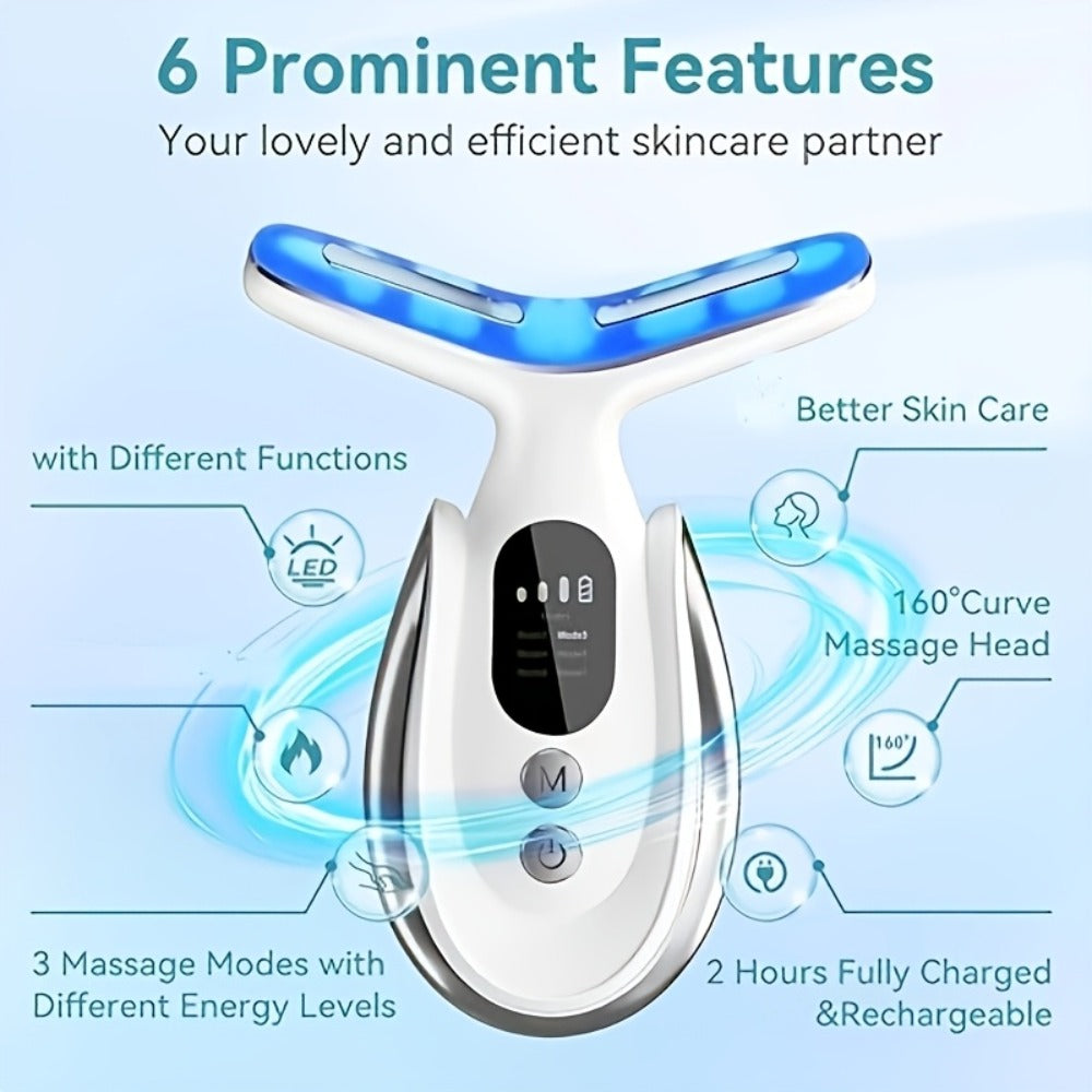 7-In-1 Multifunctional Neck And Facial Massager with LED Lights - Rechargeable, USB Charging, Lithium Battery Gift for Mom on Mother'S Day