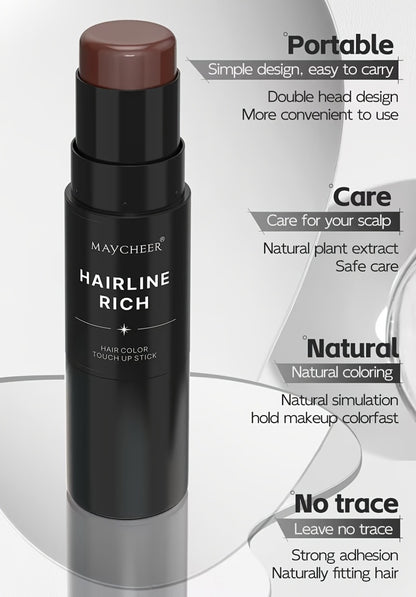 Hair Color Pen Root Touch-Up Stick with Brush | Waterproof Temporary Gray & White Hair Coverage | Plant Squalane Formula | Fast Seamless Application | 3 Shades