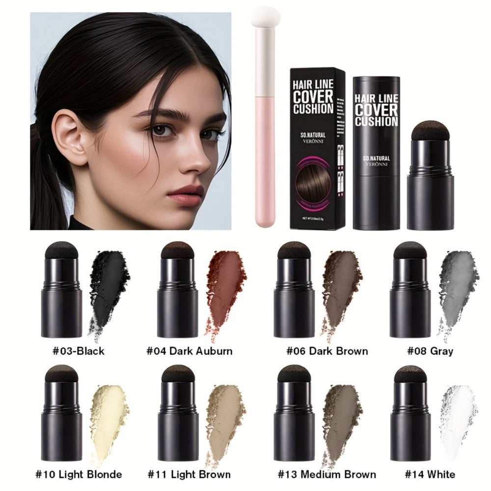 Hair Root Concealer Powder Stick with Brush — Instant Hair Root & Eyebrow Touch-Up | Paste Formula for Targeted Coverage | 8 Shades for Men & Women