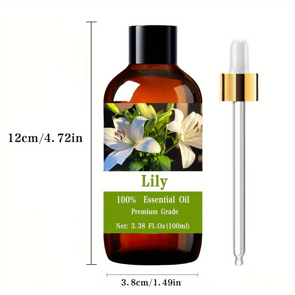 Lily Essential Oil, 100ml/3.38 Fl.Oz, 100% Pure Care Grade For Nail, Hair & Skin Care, Massage, Moisturizing Massage Essential Oil For Men & Women, Meditation Gift, Perfect Christmas Gift