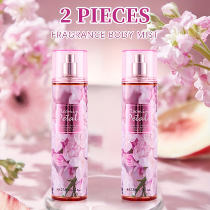 Body & Hair Fragrance Mist for Women 2PCS Set - Long Lasting Perfume Spray 8 fl oz, Fruity Floral Scents Peach Pear Cherry Blossom, Dual Use Body and Hair Spray Gift for Her