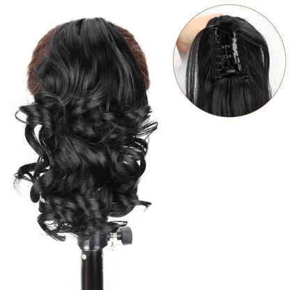 Claw Clip Ponytail Extension 8 Inch Heat Resistant Synthetic Hair for Women Multi Color Dark Gray Black Brown Golden Khaki Daily Casual Halloween
