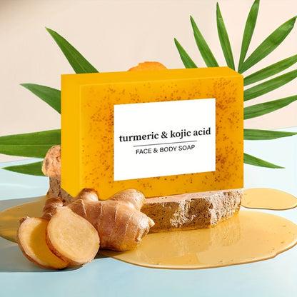 Turmeric Soap Bar Set with Lemon Handmade Natural Exfoliating Face Body Cleansing Soap Oil Control Alcohol Free with Lathering Screens 6 / 12pcs