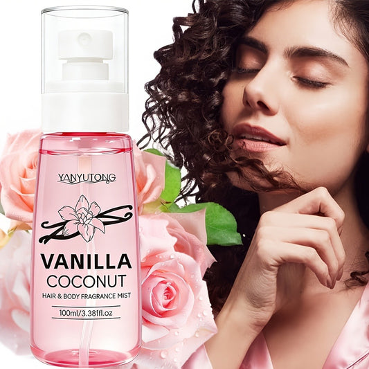 Women's Coconut Vanilla Fragrance Mist | Light & Long-Lasting ScentInfused with Vitamin E & Argan Oil, Moisturizing for Hair & Body | Perfect for Dates, Vacations, Parties, Work & Travel | All-Day Fragrance | Ideal Gift for Girlfriend & Mother