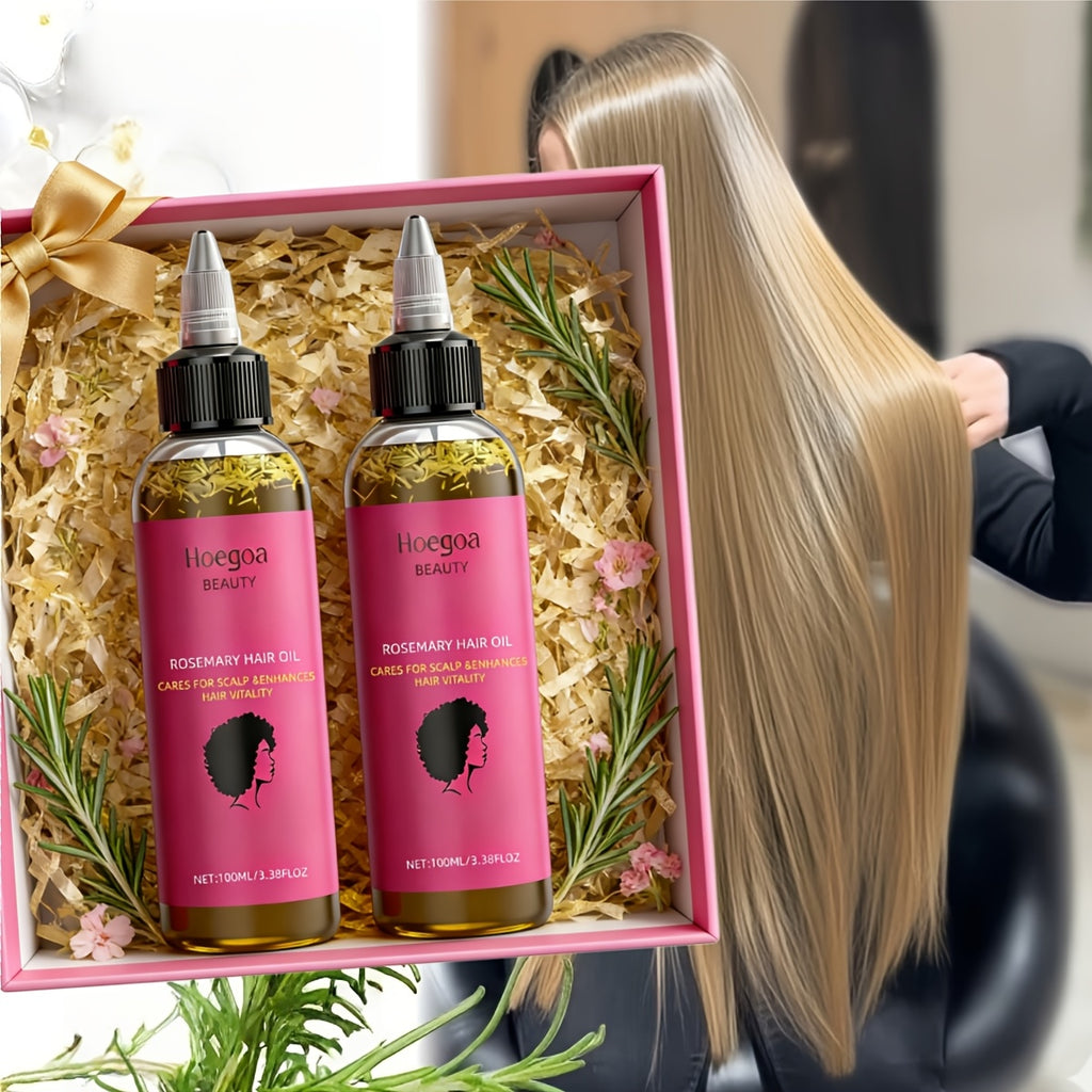 2pcs HOEGOA Rosemary Hair Oil- Natural Rosemary Leaf& Bataana Oil Blend for Hair& Moisturizing, Gentle On Normal Hair, Promotes Healthy Hair, Hair Care, Sleek Bottle Design, Natural Ingredients, Valentines Day Gifts