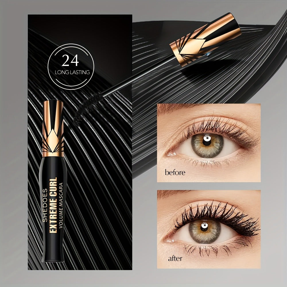 Waterproof Mascara Set 2PCS - Lengthening Volumizing Thick Curly Lashes Natural Extension Long-Lasting Hold Crown Mascara for Women