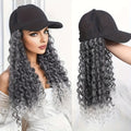 Elegant Women'S Baseball Cap Wig with Long Afro Kinky Curls, Synthetic High-Temperature Fiber Hairpiece with Adjustable Elastic Net Cap, Versatile Styling for All - Black Hat+Wig Combo