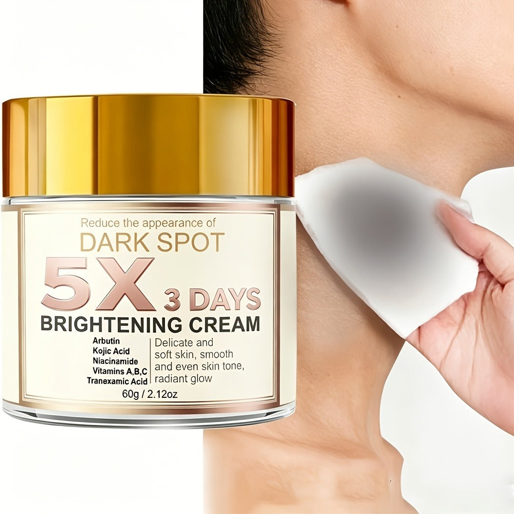 Newly Updated Version [Brightening Cream]5X&3-Day BrighteningCream: The Appearance Of, Moisturizes, Quickly Brightens, Evens Light Beige, Dullness, Leaves Skin Looking Smoother &More Refined. Contains Kojic Acid, Vitamin C, Arbutin, & Niacinamide.