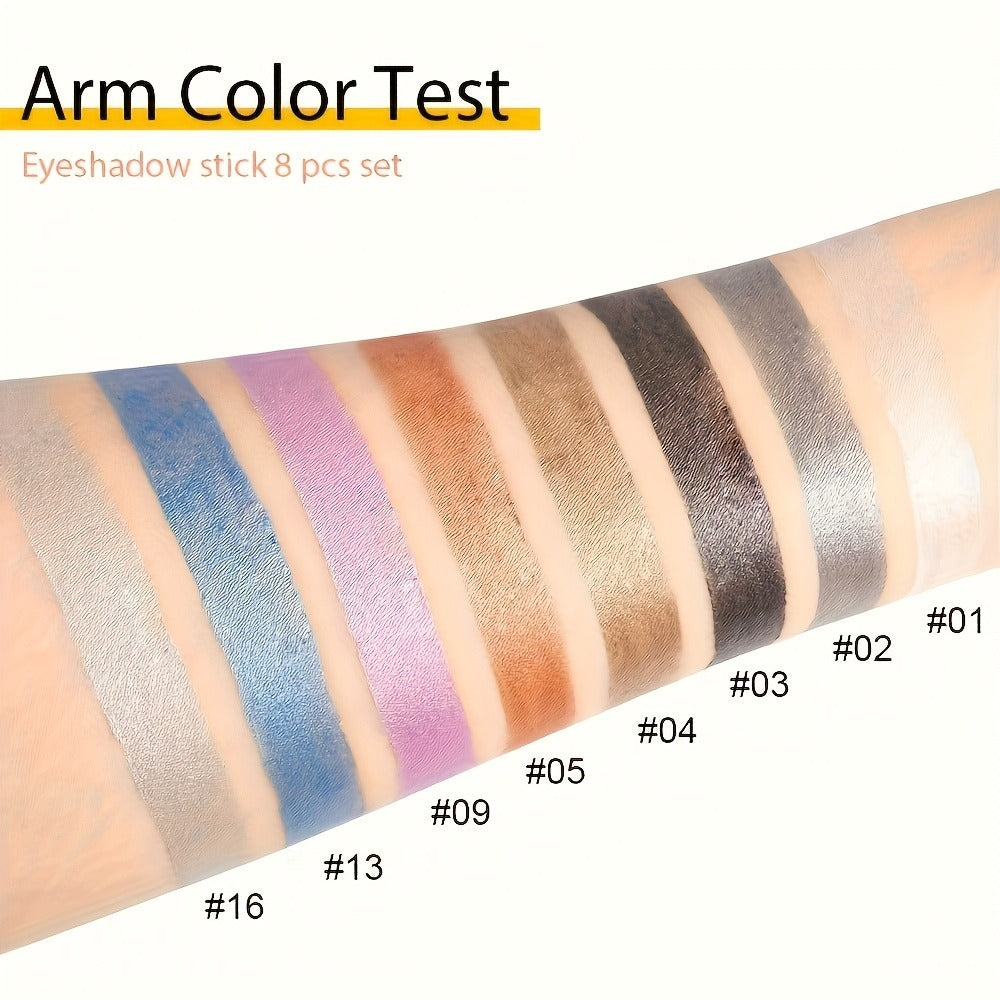 Eyeshadow Stick 16pcs Pearl Shimmer Matte Gel Eyeliner Pencil Set High Gloss Multi Color Blendable Eye Makeup for Women Party Holiday Valentine Gift