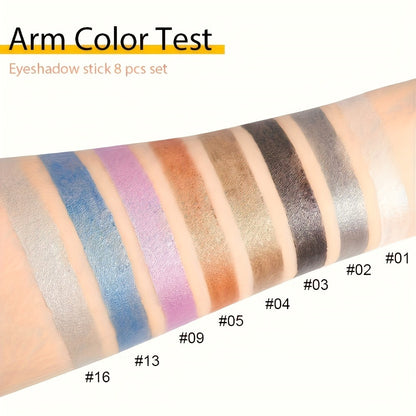 Eyeshadow Stick 16pcs Pearl Shimmer Matte Gel Eyeliner Pencil Set High Gloss Multi Color Blendable Eye Makeup for Women Party Holiday Valentine Gift