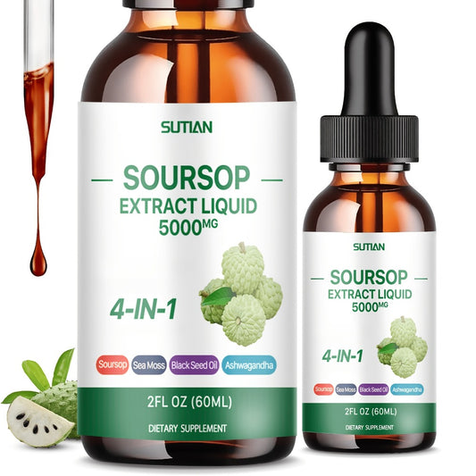 [Soursop Bitter Concentrate] Special On Soursop Bitter Concentrate, Premium Soursop Liquid Drops, 2 Fluid Ounce 4-In-1 Compound Soursop Bitter Liquid, Containing Black Seed Oil, Ashwagandha And Seaweed, Concentrated Formula With High-Purity Extraction