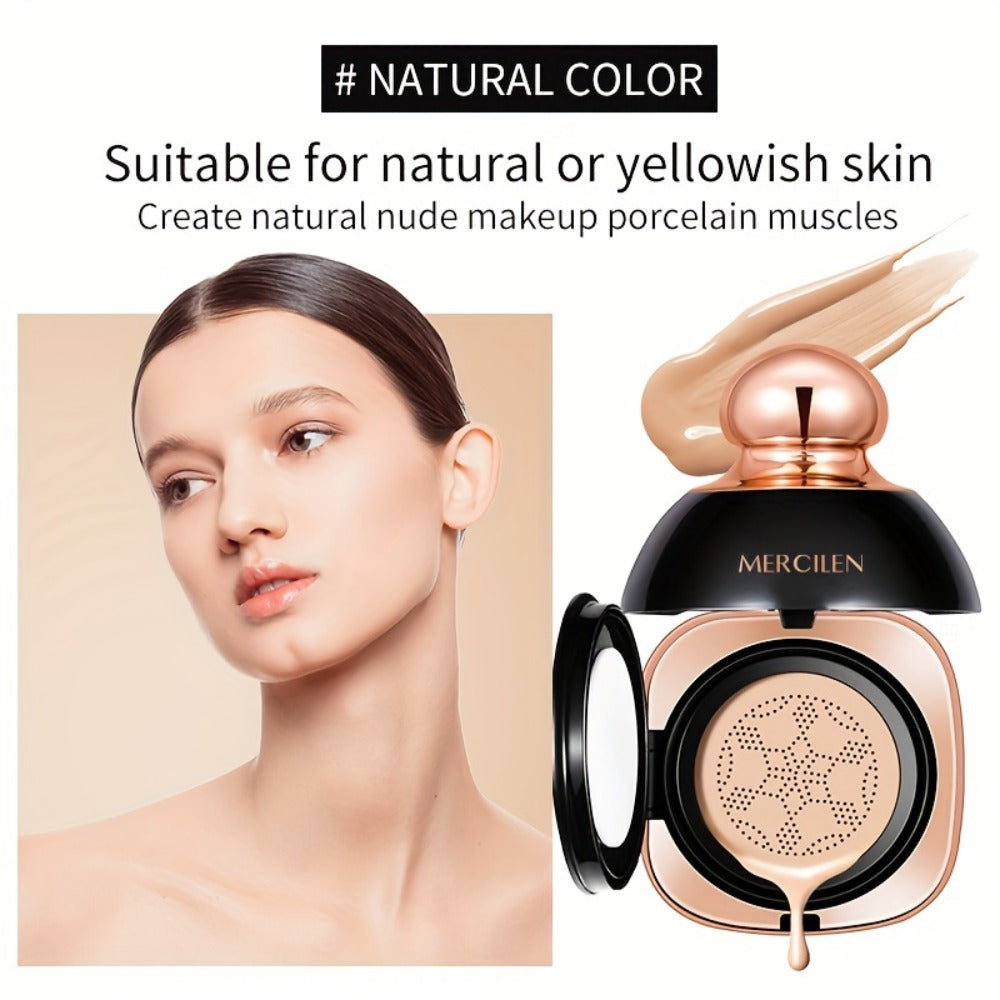 CC Cream Concealer Air Cushion Moisturizing - MERCILEN Medium Coverage Natural Finish Hydrating Long-Lasting Buildable Foundation for Sensitive Skin Daily Wear
