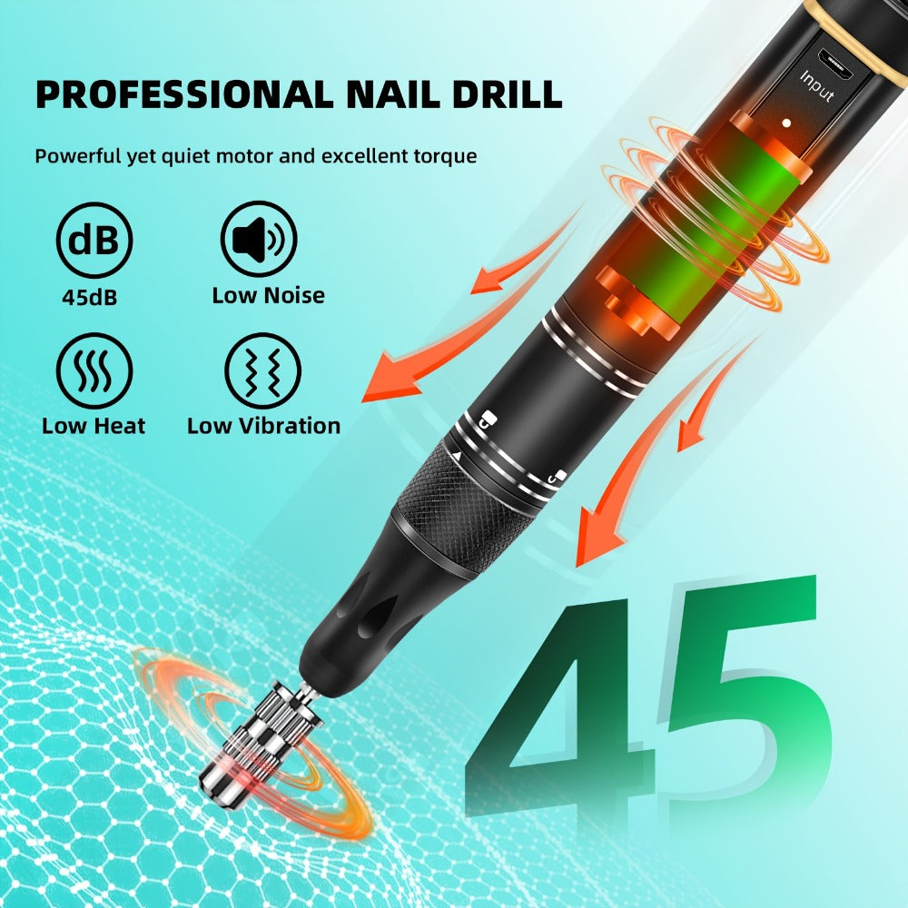Electric Nail File with a Portable Rechargeable Design, Featuring 35000 RPM, Suitable for Gel Nails, Manicure, And Pedicure for Both Home And Salon Use