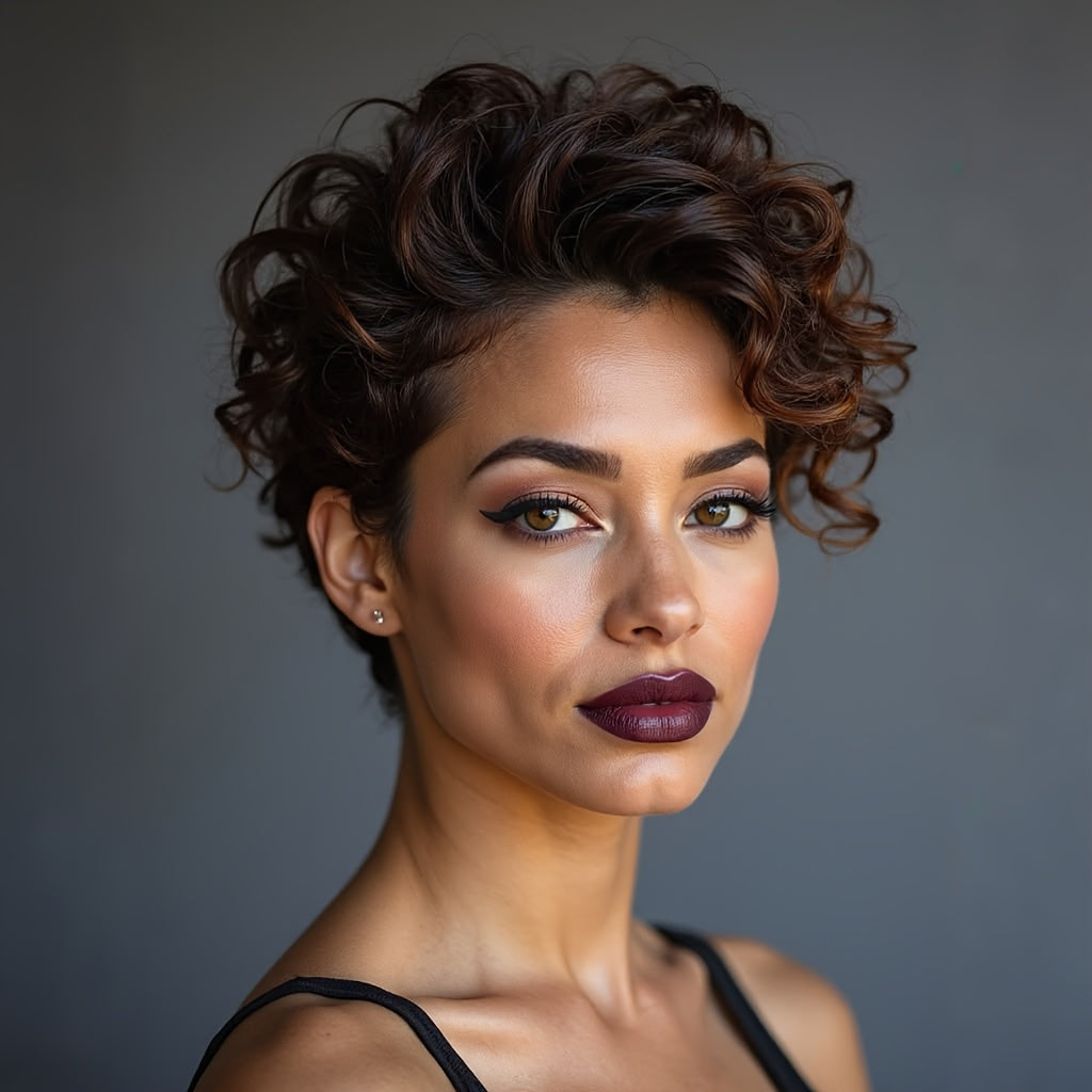 A Synthetic Wig for Women Featuring Short, Straight Hair in Brown And Black, Perfect for Summer. This Easy-To-Wear Wig Is Ideal for Beginners