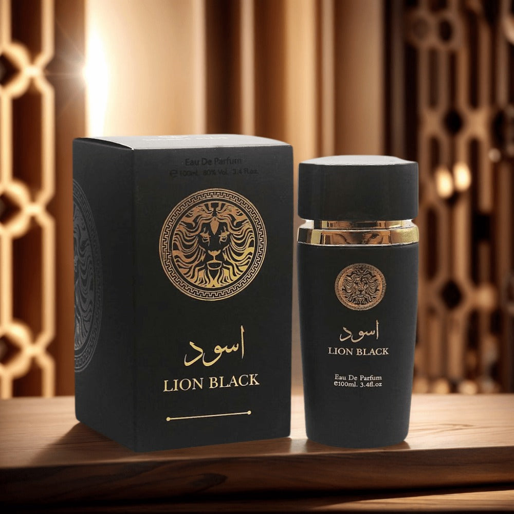 Oriental Perfume for Men Eau de Parfum 3.4oz | Lion Black Arabian EDP Spray Long Lasting | Bold Masculine Fragrance Dates Daily Parties Valentine Gift Him