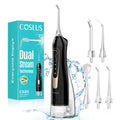 COSLUS CX20 Water Dental Flosser Teeth Pick: Portable Cordless Oral Irrigator 10.14oz Rechargeable Travel Irrigation Cleaner Electric Waterflosser Flossing Machine for Teeth Cleaning Black, Valentines Day Gifts