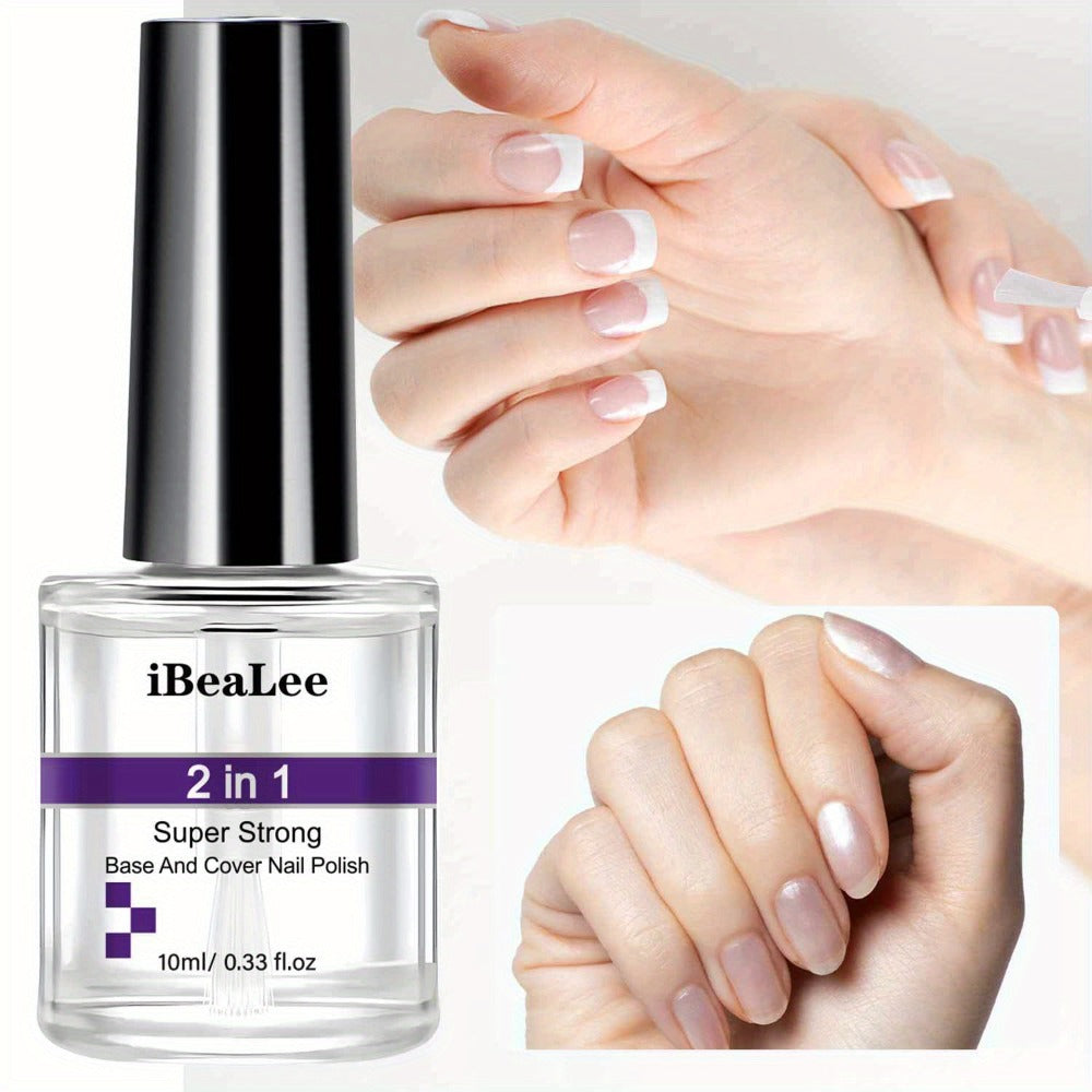 2-In-1 Super Strong Base And Cover Nail Polish - Long-Lasting, Chip-Resistant, High-Shine End - Nourishing Nail Care for Healthy, Beautiful Nails, Stop Nails from Chipping And Peeling