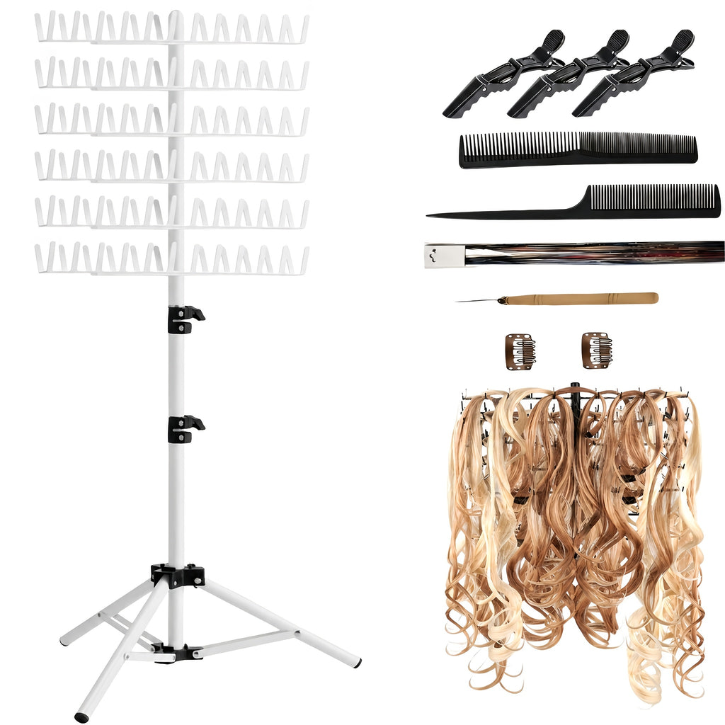 Braiding Hair Rack, Standing Hair Extension Holder Hanger, Hair Divider Rack for Braiding Hair Separator, Display Stand, Gifts for Women