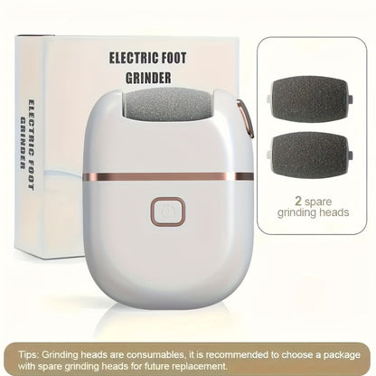 Electric Foot Grinder Rechargeable 3 Grinding Heads 2 Speed Settings USB Charging Portable Callus Remover for Cracked Dry Skin Dead Skin Removal Pedicure Tool