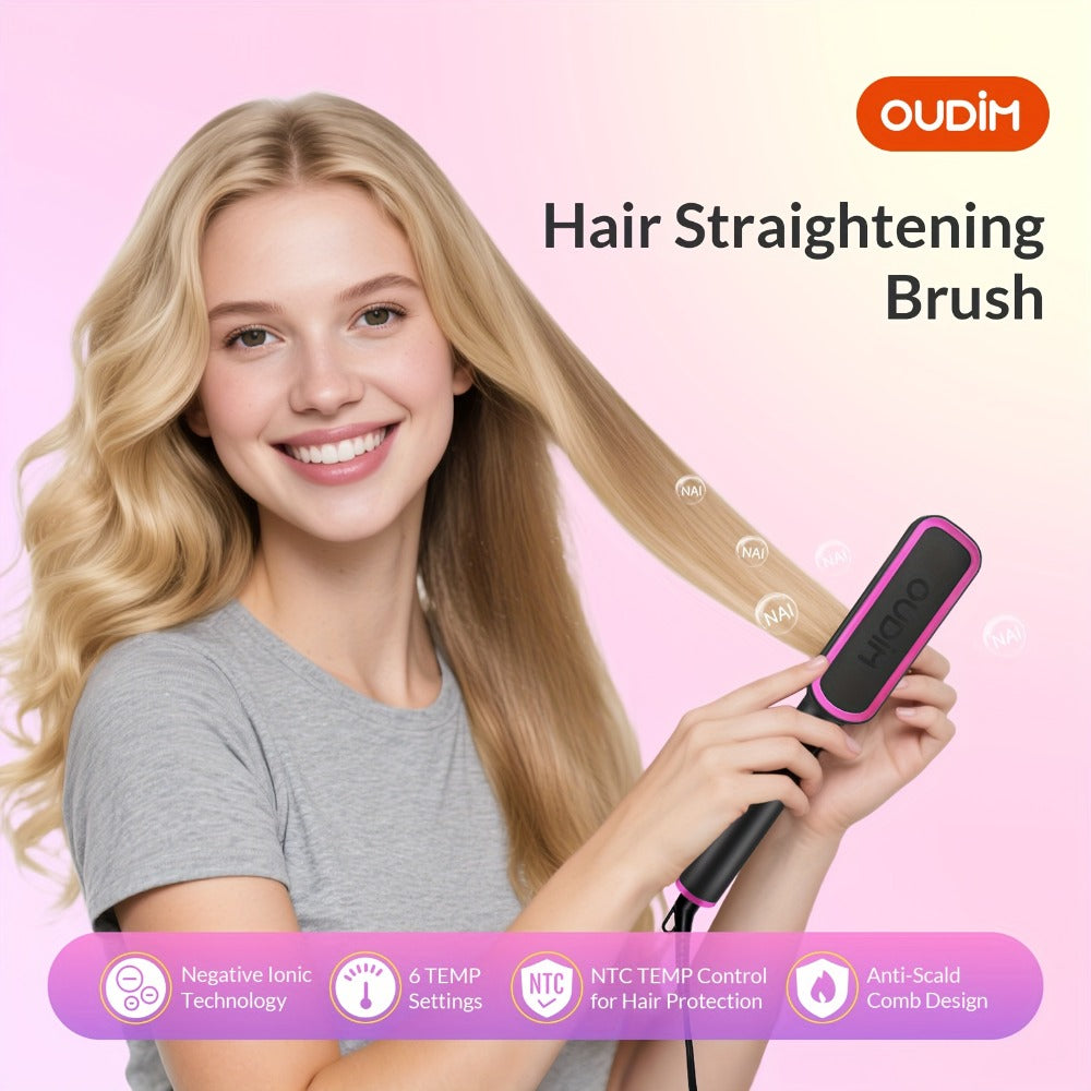 Hair Straightener Brush, Ionic Hair Straightening Brush Flat Iron For Women, Anti-Scald Straightening Comb For Home Salon, Precise Temperature Control, Auto Shuts Off, Holiday Essentials, Gifts For Mother'S Day, Girl Stuff, Wow Hair Products