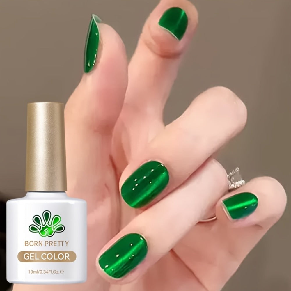 BORN PRETTY 0.34oz Imperial-Green Cat Magnetic Gel LED Soak-Off Gel for DIY Manicure, Long-Lasting, for Women And s