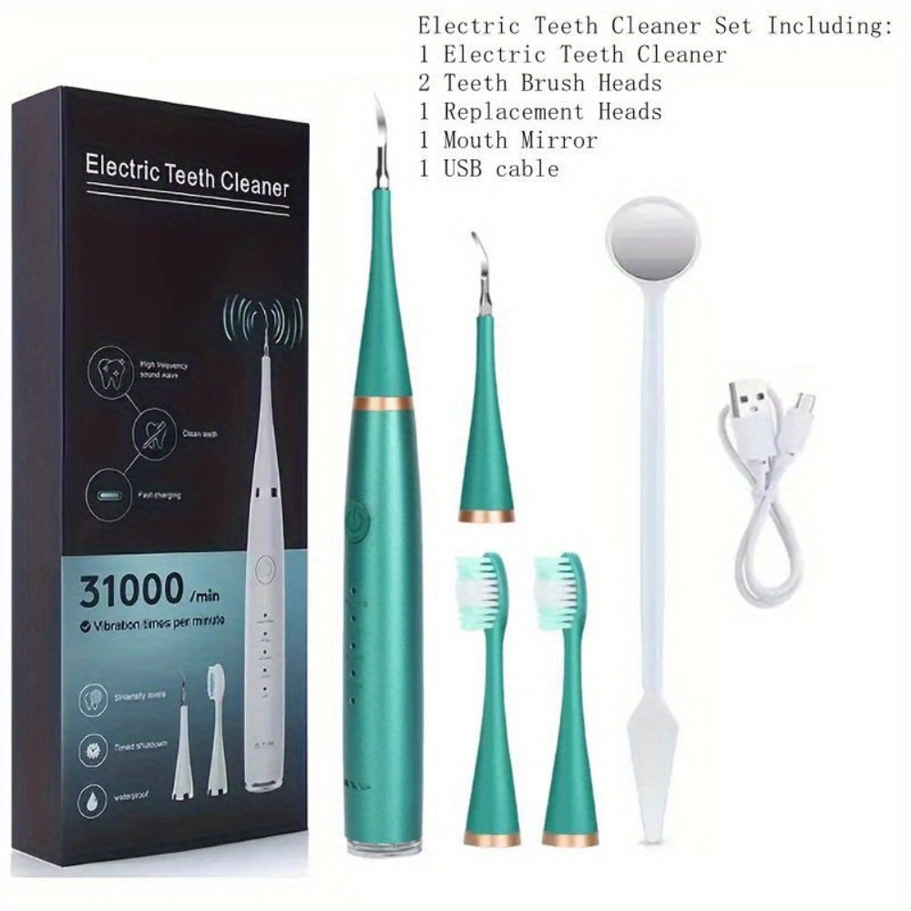 Electric Teeth Cleaner, USB Rechargeable Teeth Cleaning Tool Kit, 5 Cleaning Modes, Promote Gum Health, Suitable for Family And Friends Holiday Gifts
