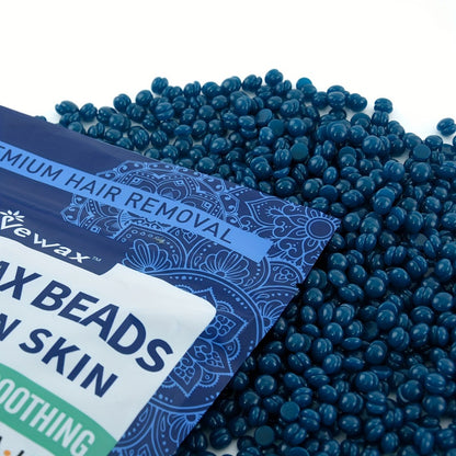 Hard Wax Beads for Hair Removal - 450g Brazilian Hard Wax Beads with Strong Adhesion, Precision Waxing for Body, Bikini, Legs & Underarms, At-Home Wax Kit for Women, Dark Blue & Light Blue