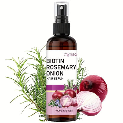 Hair Growth Essence Spray with Biotin & Rosemary — Strengthening Treatment for Damaged & Fragile Hair, Onion Extract, Reduces Breakage & Frizz, Enhances Shine & Scalp Health, All Hair Types, 100ml